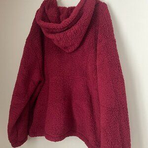 Burgundy Sherpa Zip-Up Hoodie